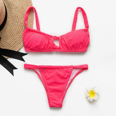Sexy pink swimwear women bathing suit Bandeau bikinis