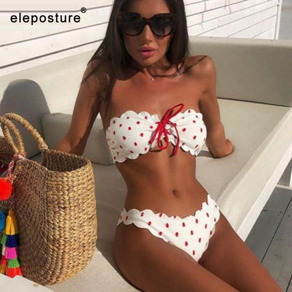 Sexy Polka Dot Bikini mujeres traje de baño de dos piezas Push Up