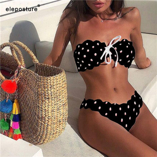 Sexy Polka Dot Bikini mujeres traje de baño de dos piezas Push Up
