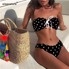 Sexy Polka Dot Bikini mujeres traje de baño de dos piezas Push Up