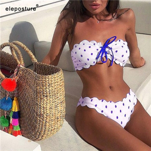 Sexy Polka Dot Bikini mujeres traje de baño de dos piezas Push Up
