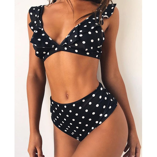 Sexy Polka Dot Bikini mujeres traje de baño de dos piezas Push Up
