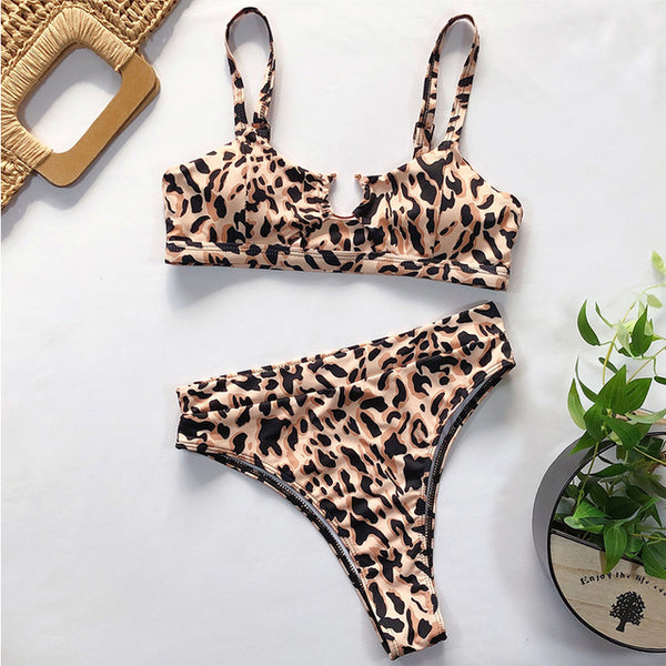 Sexy snake print bikini set new High waist swimwear women