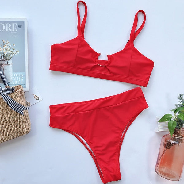 Sexy snake print bikini set new High waist swimwear women