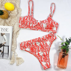 Sexy snake print bikini set new High waist swimwear women