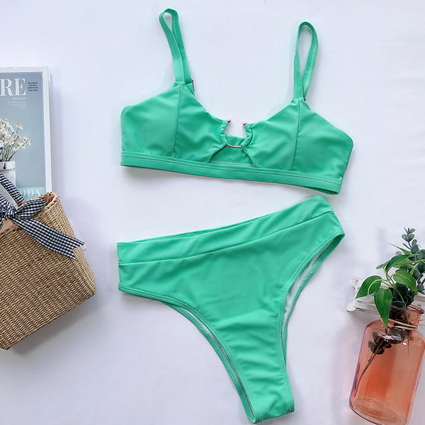 Sexy snake print bikini set new High waist swimwear women