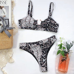 Sexy snake print bikini set new High waist swimwear women