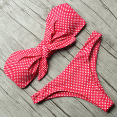 Conjunto de Bikini Bandeau liso Sexy traje de baño para mujer Bikini