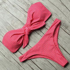 Conjunto de Bikini Bandeau liso Sexy traje de baño para mujer Bikini