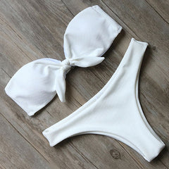 Conjunto de Bikini Bandeau liso Sexy traje de baño para mujer Bikini
