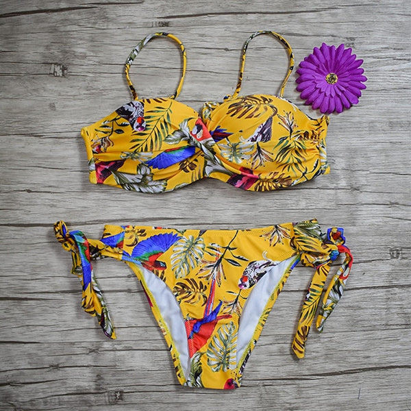 Conjunto de Bikini Bandeau liso Sexy traje de baño para mujer Bikini