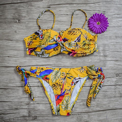 Conjunto de Bikini Bandeau liso Sexy traje de baño para mujer Bikini