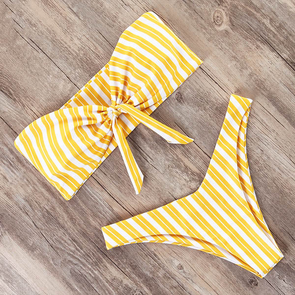 Conjunto de Bikini Bandeau liso Sexy traje de baño para mujer Bikini