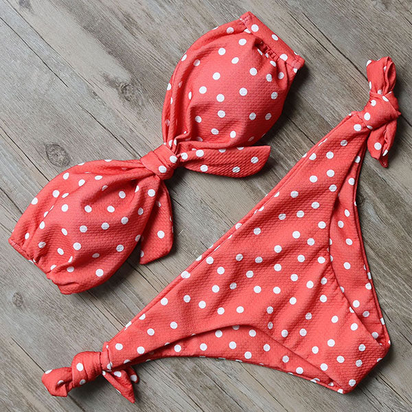 Conjunto de Bikini Bandeau liso Sexy traje de baño para mujer Bikini