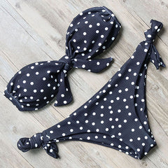 Conjunto de Bikini Bandeau liso Sexy traje de baño para mujer Bikini