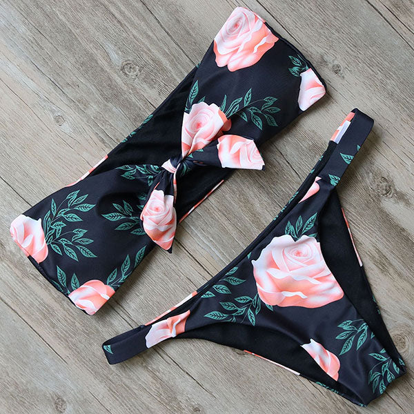 Conjunto de Bikini Bandeau liso Sexy traje de baño para mujer Bikini