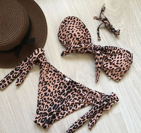 Conjunto de Bikini Bandeau liso Sexy traje de baño para mujer Bikini
