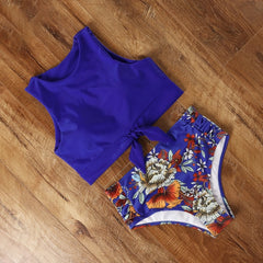 Bikini de cintura alta, traje de baño de leopardo para mujer, Bikini