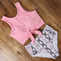 Bikini de cintura alta, traje de baño de leopardo para mujer, Bikini