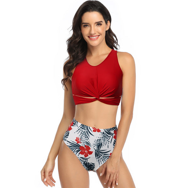 Bikini de cintura alta, traje de baño de leopardo para mujer, Bikini