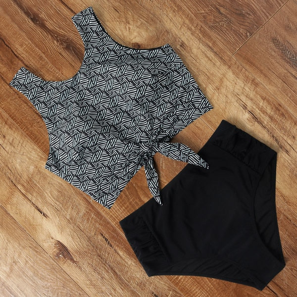 Bikini de cintura alta, traje de baño de leopardo para mujer, Bikini