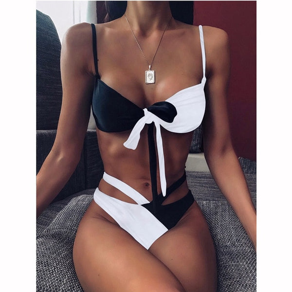 Sexy Women High Waist Bikini Swimsuit Swimwear Female Bandeau Thong